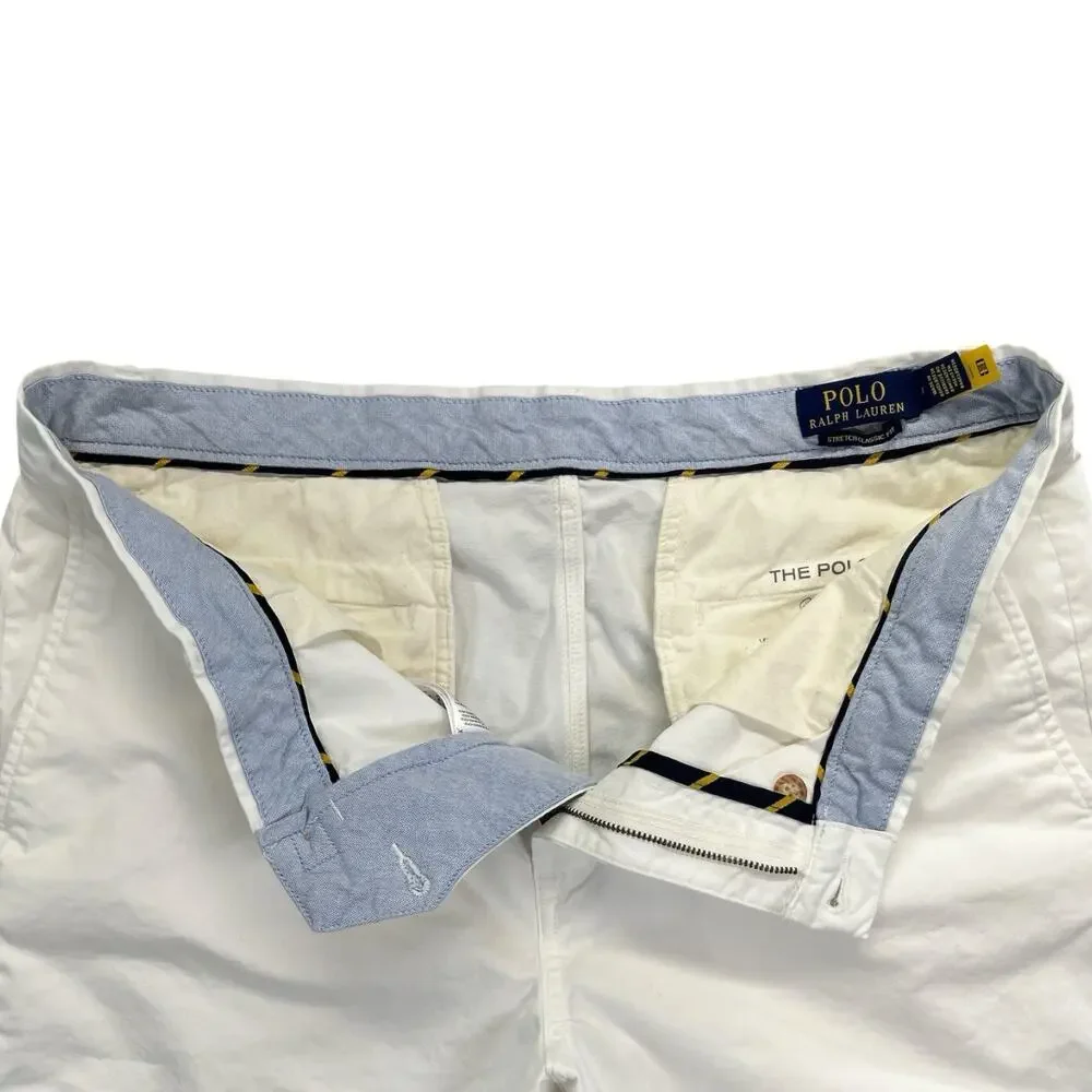 Polo Ralph Lauren Chino Shorts Mens 35 White Stretch Cotton Twill